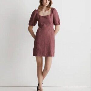 Madewell Maisie Mauve Puff Sleeve Mini Dress
